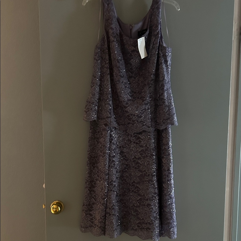 Elegant lavender Lace Sleeveless Dress